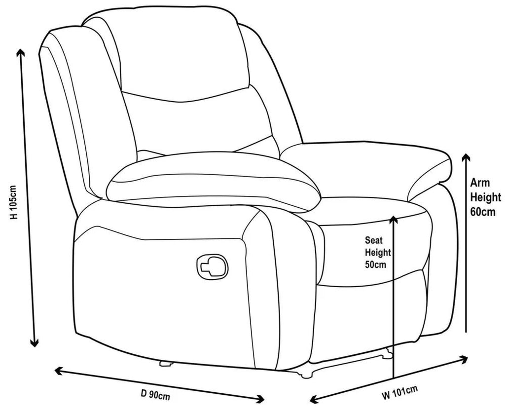 Sydney Dark Grey Fabric Manual Recliner Sofa
