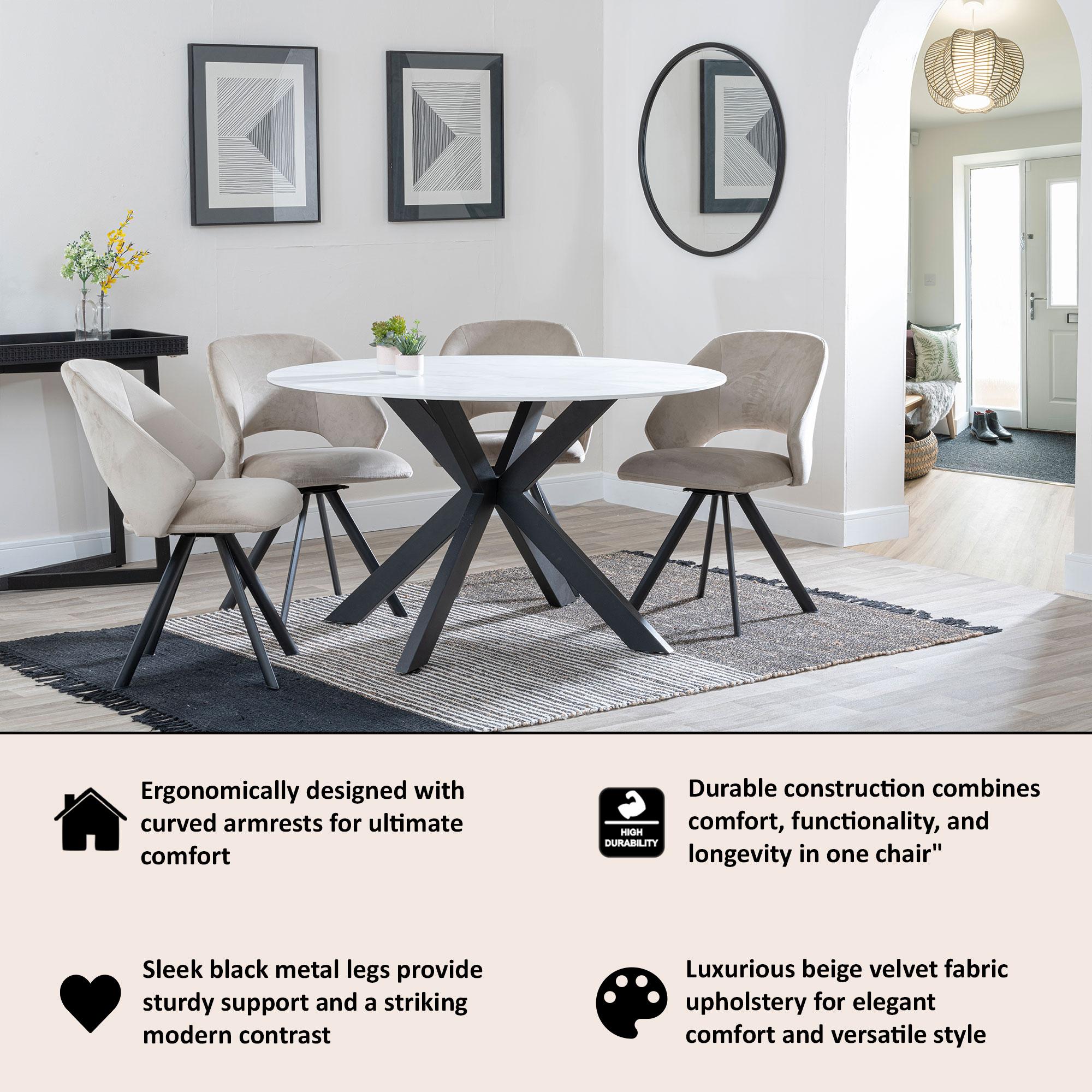 Florentine Fabric Swivel Dining Chair