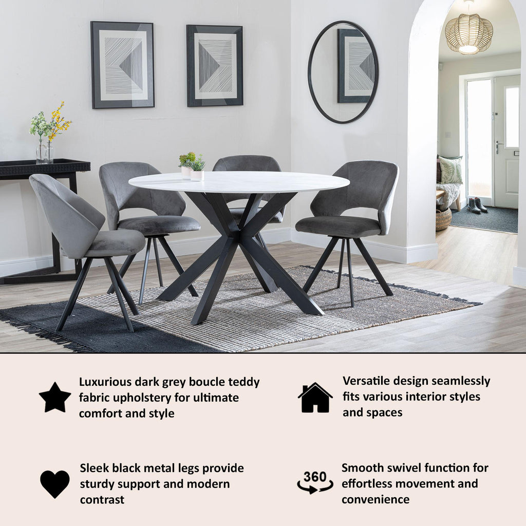 Florentine Fabric Swivel Dining Chair