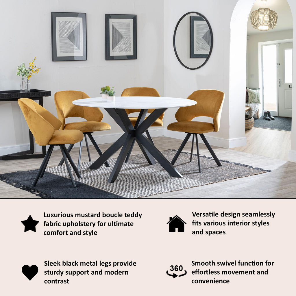Florentine Fabric Swivel Dining Chair