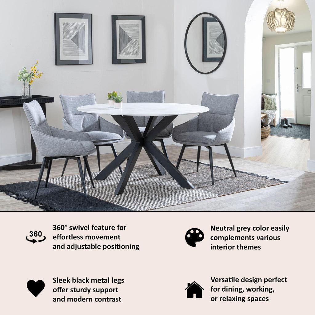 Venezia Fabric Swivel Dining Chair