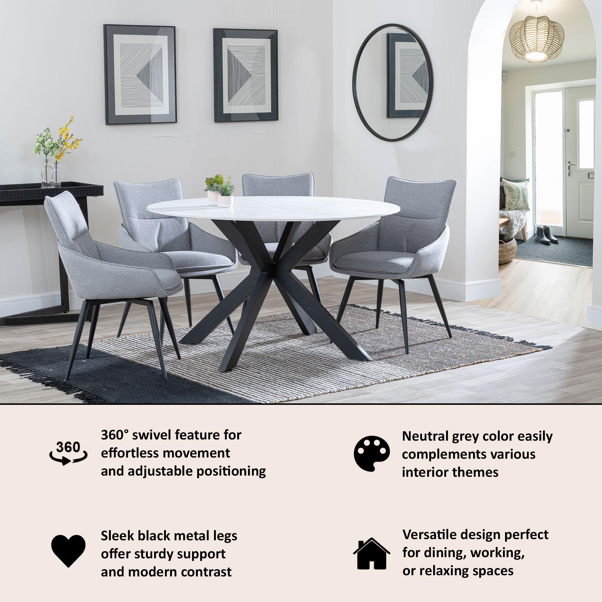 Venezia Fabric Swivel Dining Chair