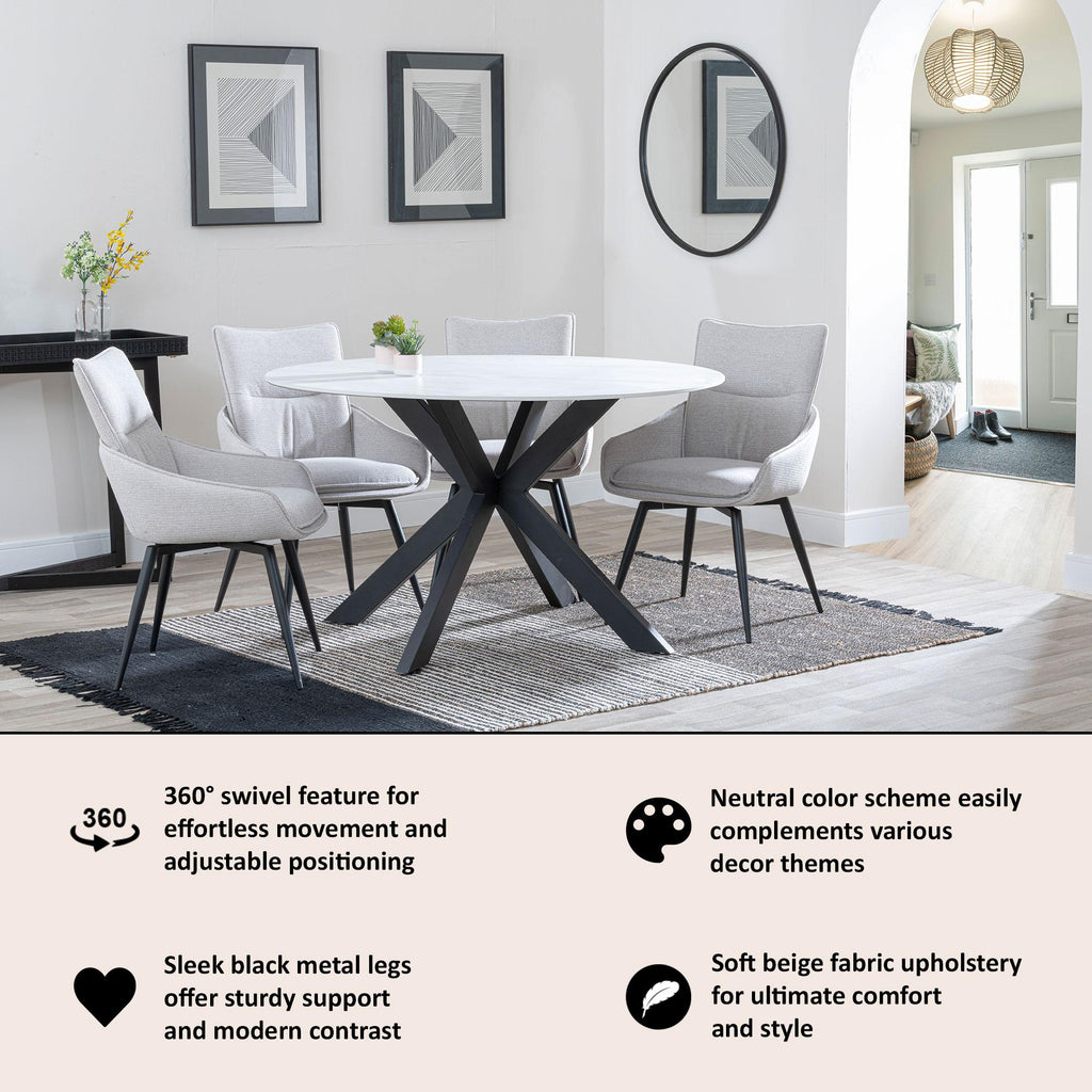 Venezia Fabric Swivel Dining Chair