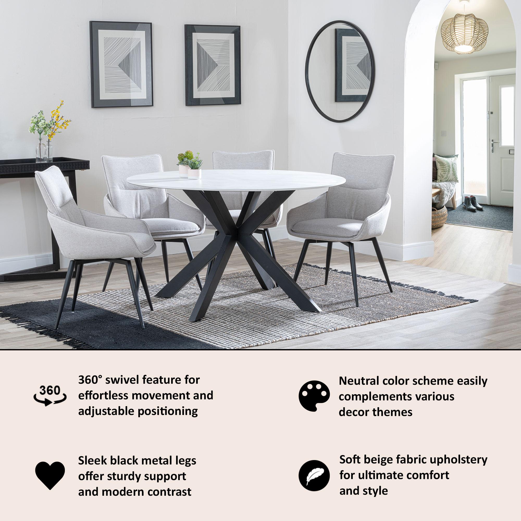 Venezia Fabric Swivel Dining Chair