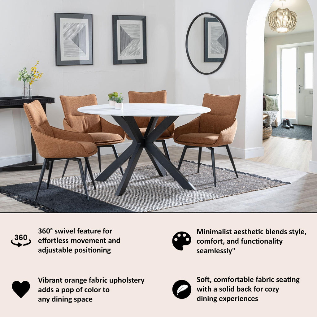 Venezia Fabric Swivel Dining Chair