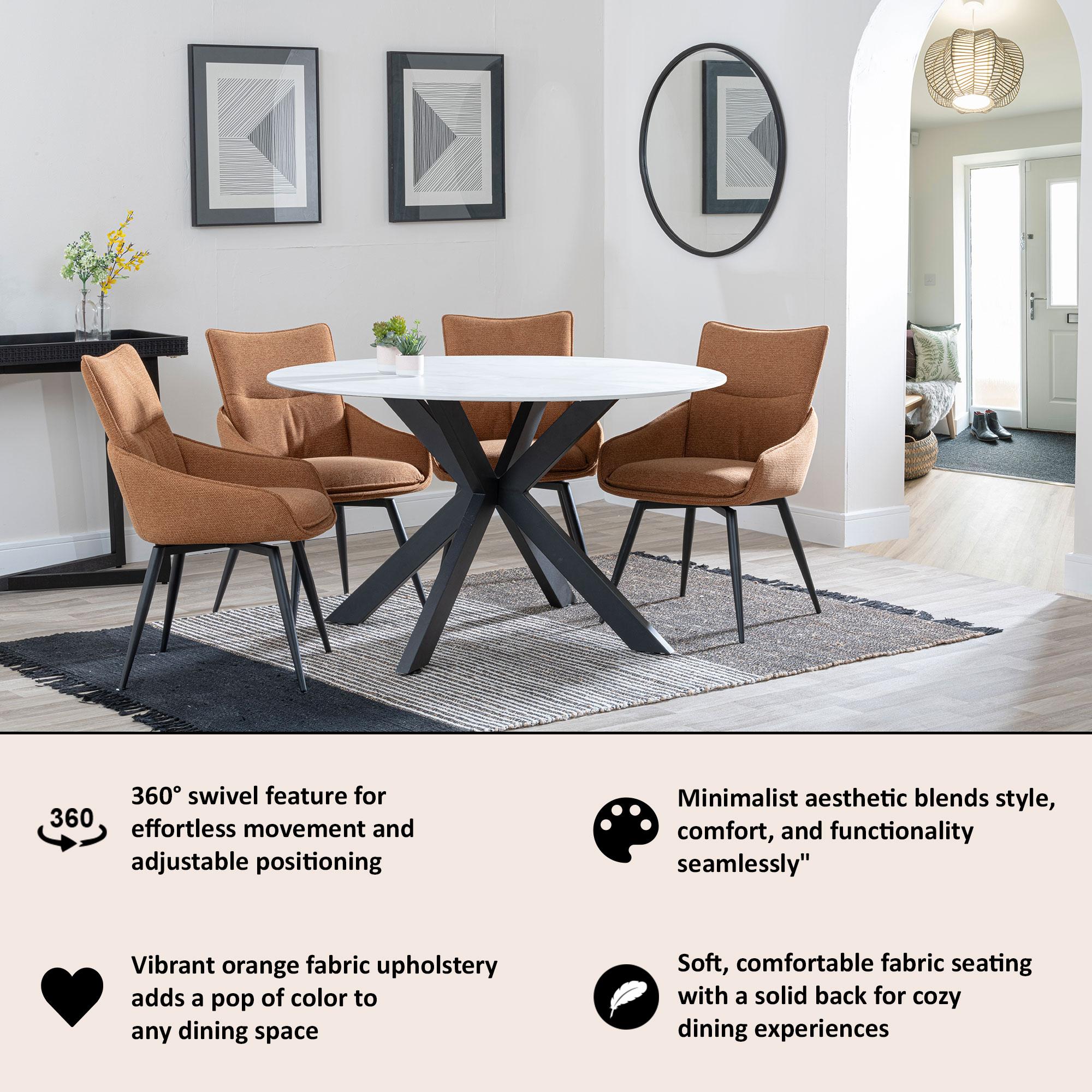 Venezia Fabric Swivel Dining Chair