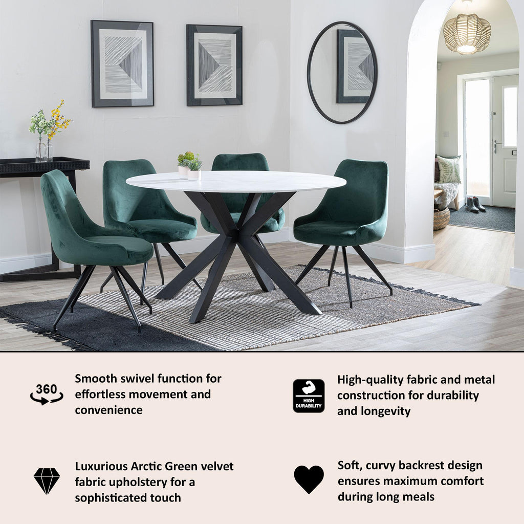 Velours Velvet Fabric Swivel Dining Chair
