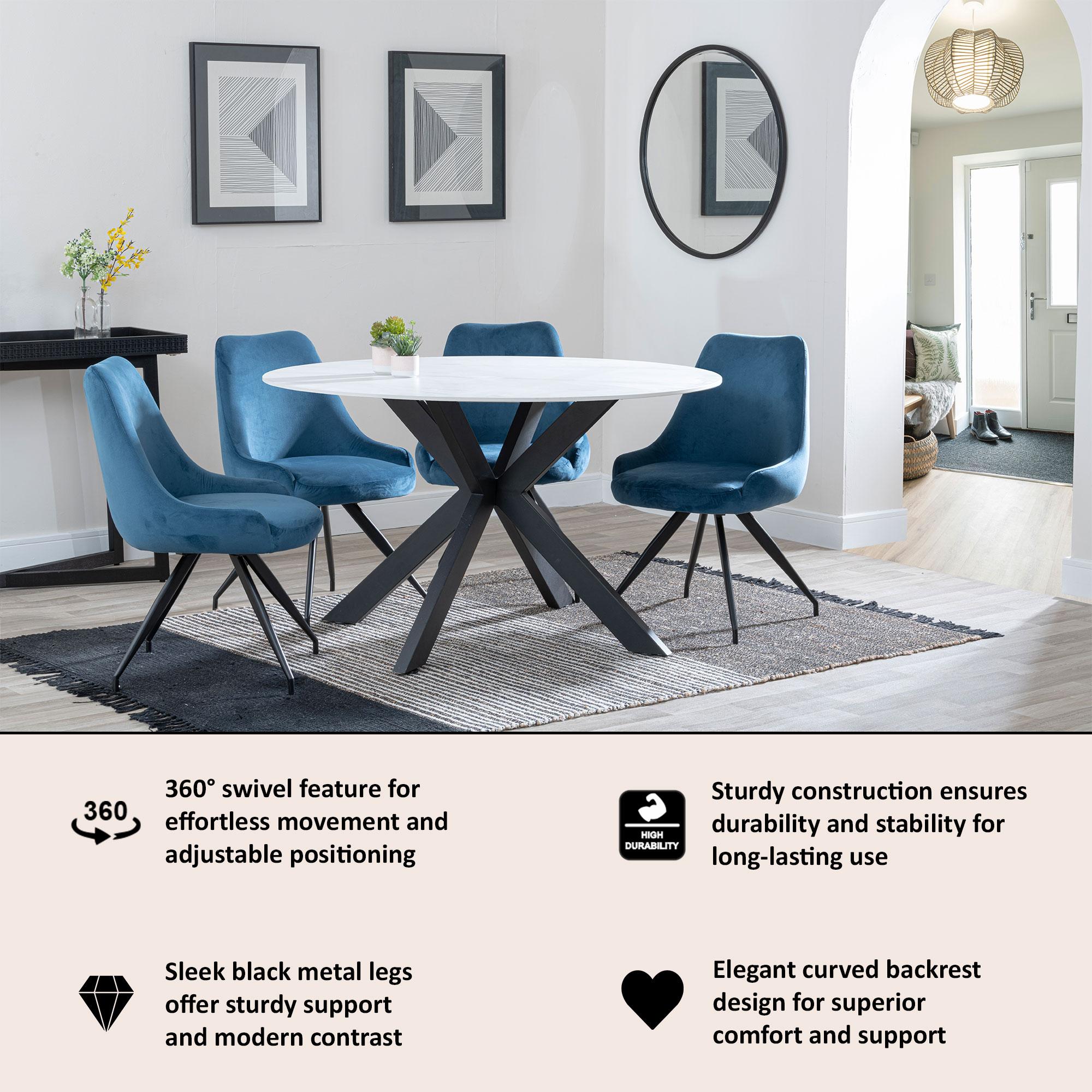Velours Velvet Fabric Swivel Dining Chair