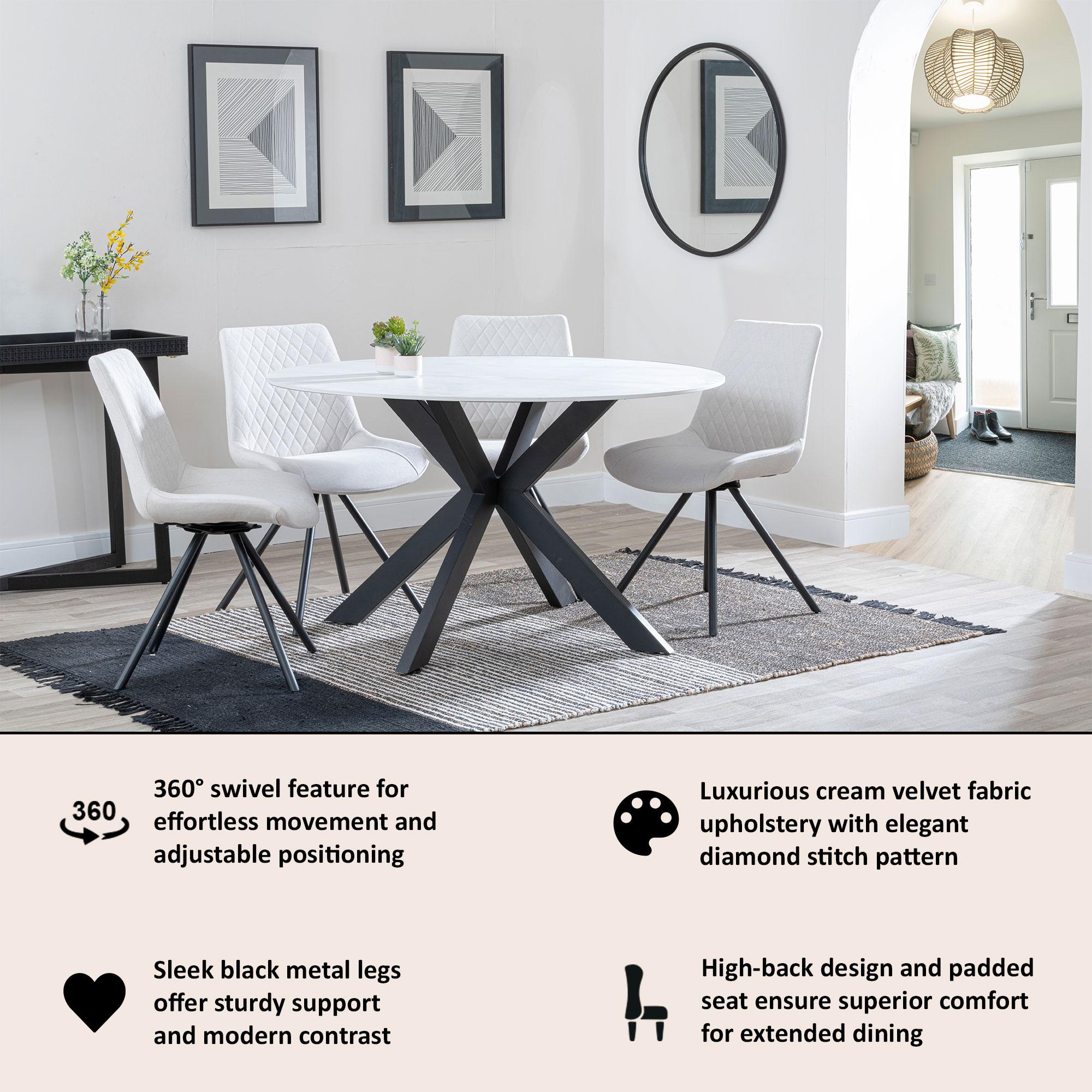 Lumière Fabric Swivel Dining Chair