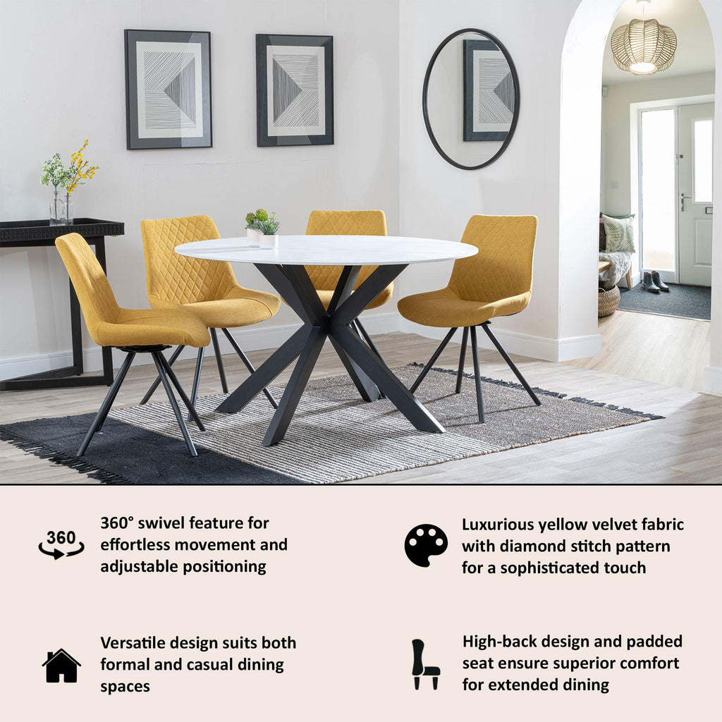 Lumière Fabric Swivel Dining Chair
