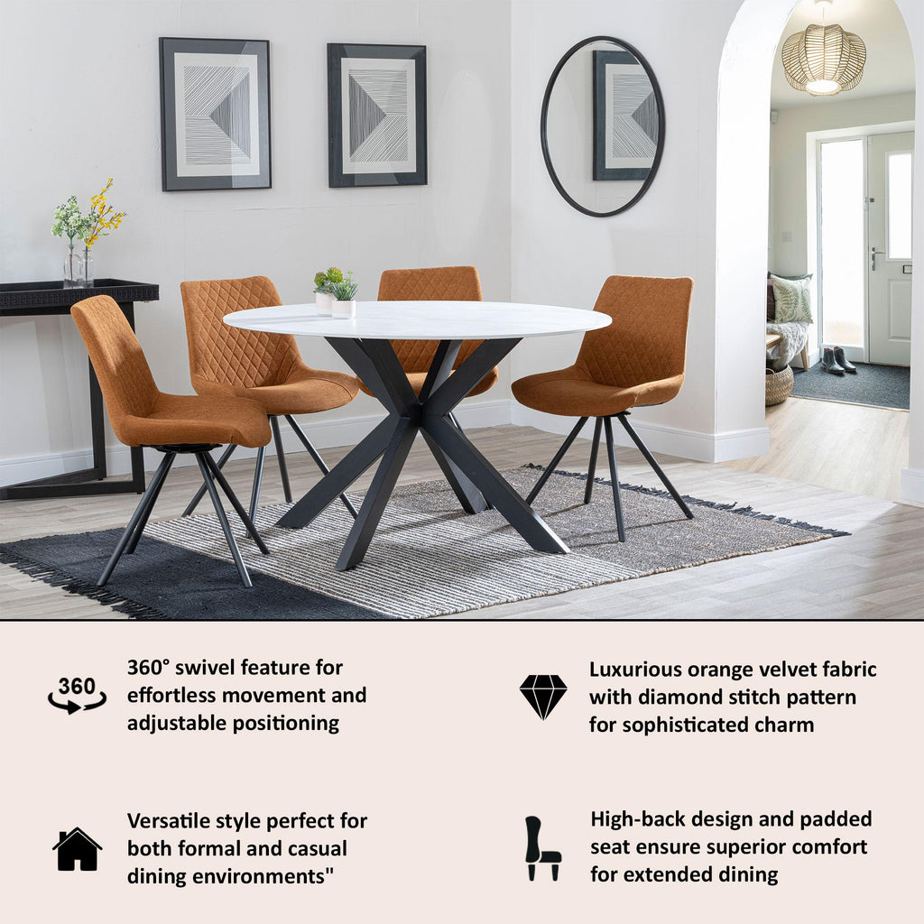 Lumière Fabric Swivel Dining Chair