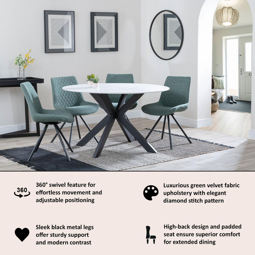 Lumière Fabric Swivel Dining Chair
