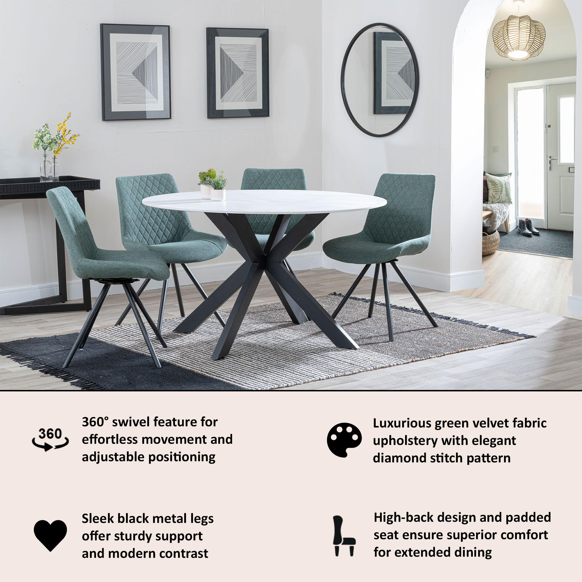 Lumière Fabric Swivel Dining Chair