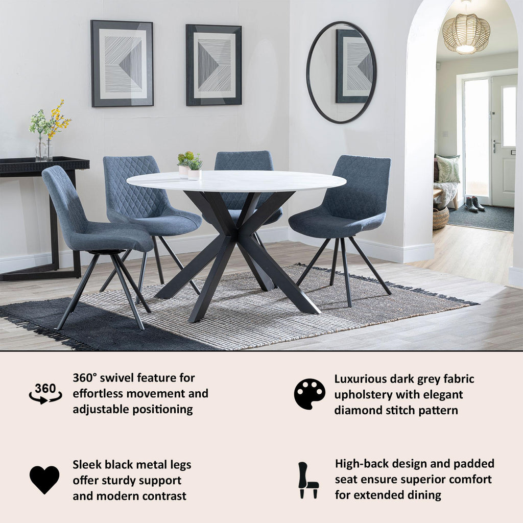 Lumière Fabric Swivel Dining Chair