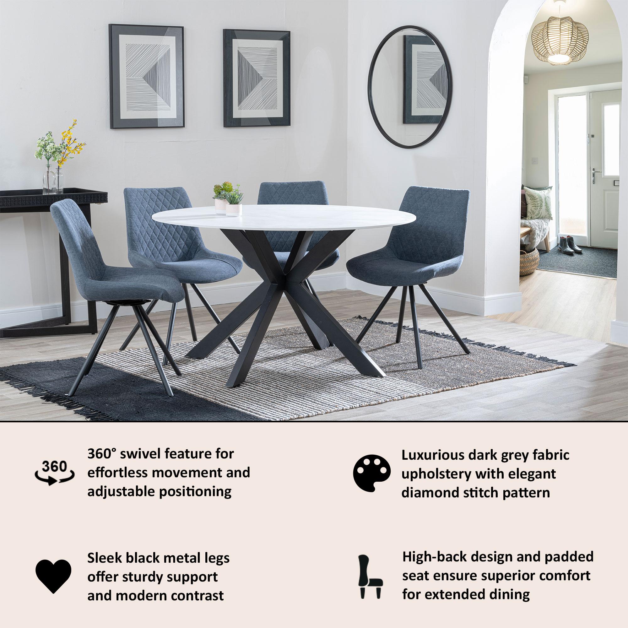 Lumière Fabric Swivel Dining Chair