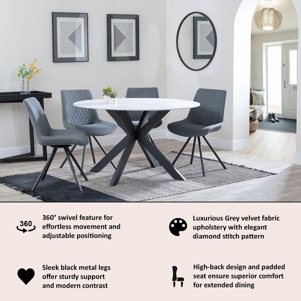 Lumière Fabric Swivel Dining Chair