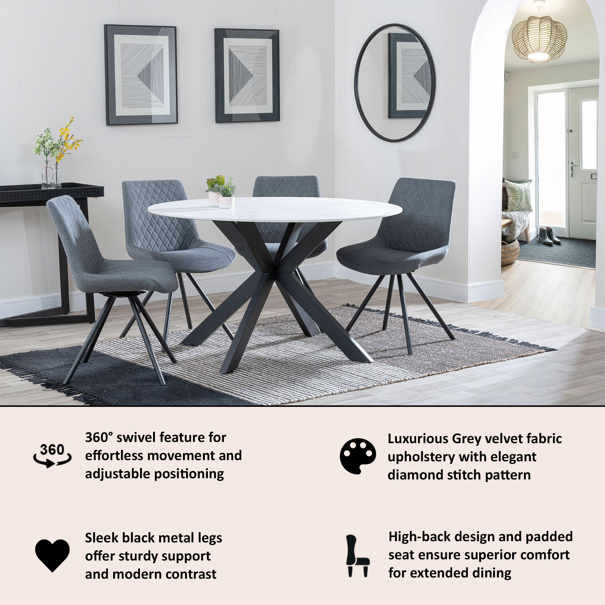 Lumière Fabric Swivel Dining Chair