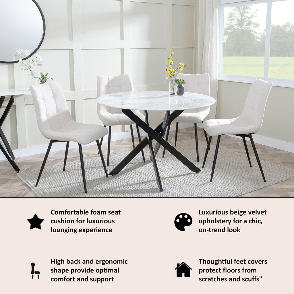 Soleil Fabric Dining Chair with Black Metal Legs