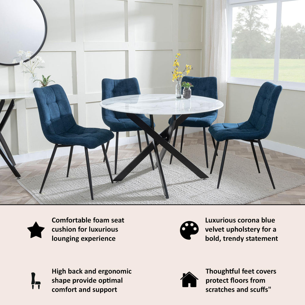 Soleil Fabric Dining Chair with Black Metal Legs