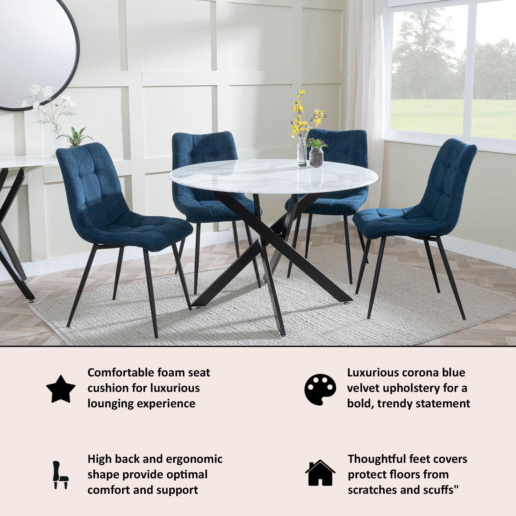 Soleil Fabric Dining Chair with Black Metal Legs