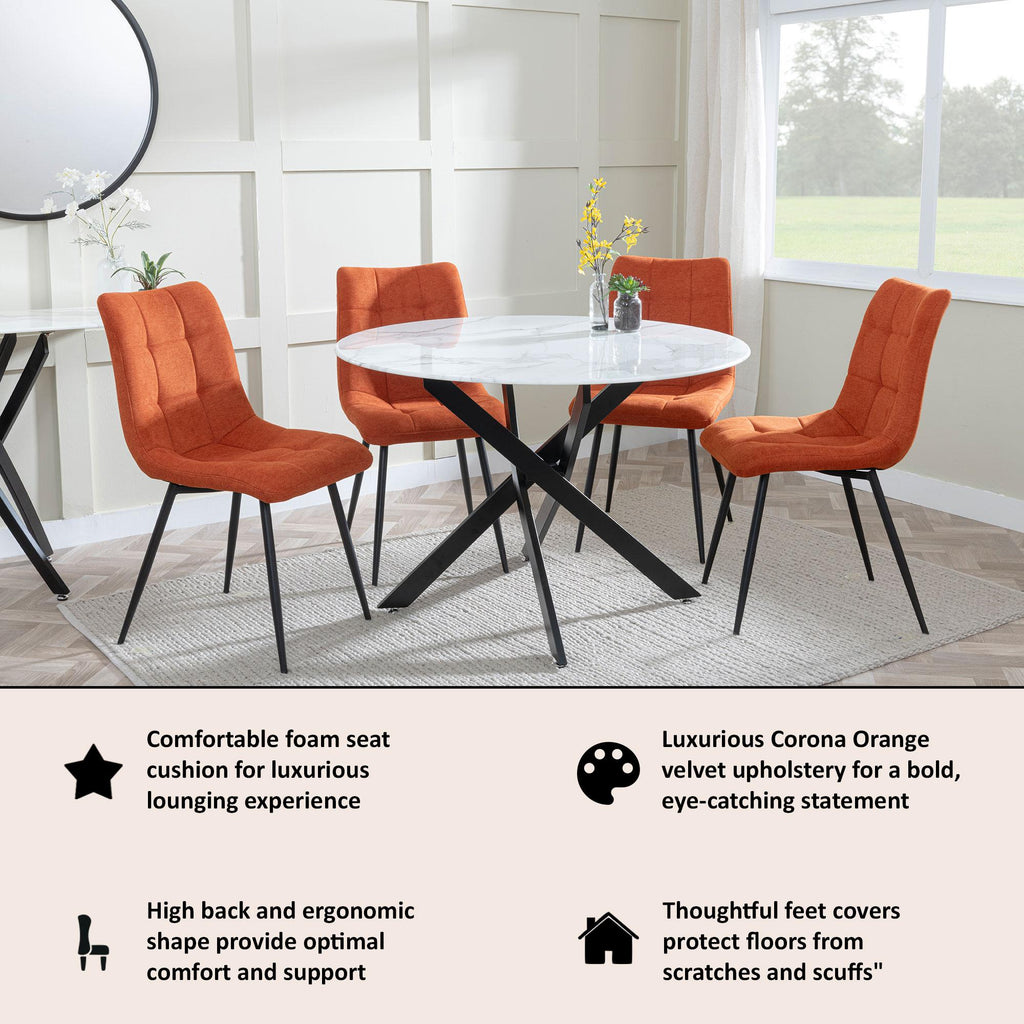 Soleil Fabric Dining Chair with Black Metal Legs