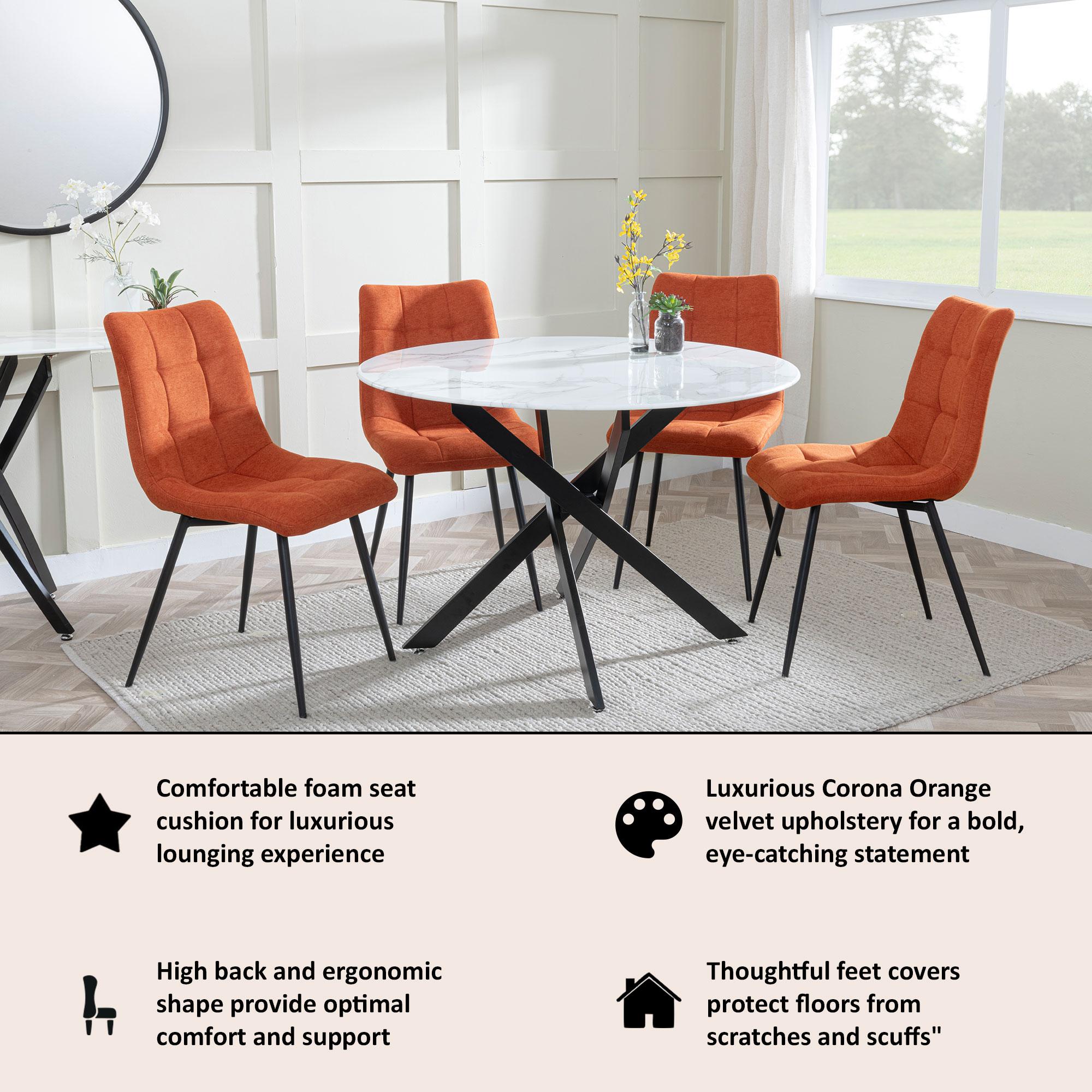 Soleil Fabric Dining Chair with Black Metal Legs