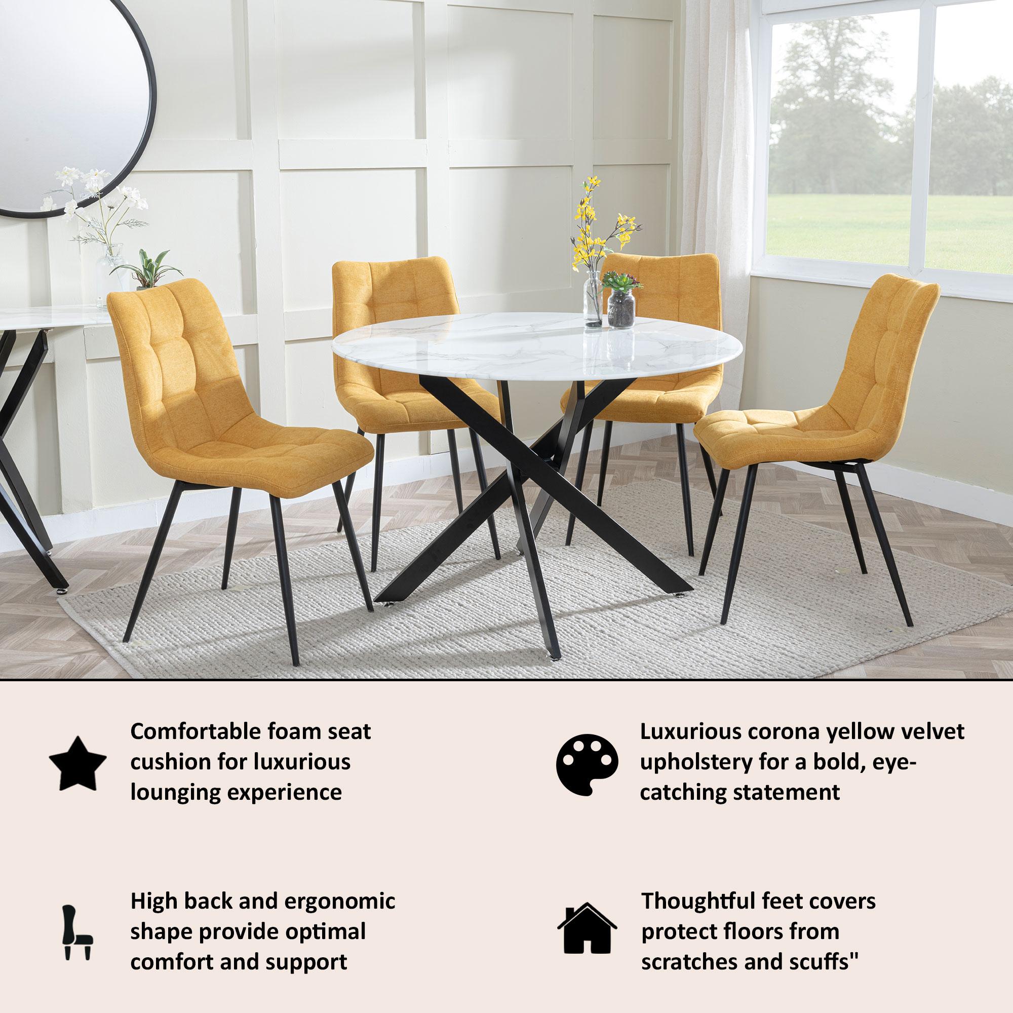 Soleil Fabric Dining Chair with Black Metal Legs