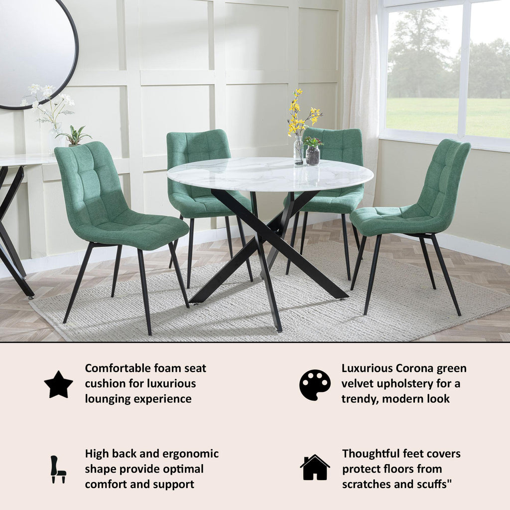 Soleil Fabric Dining Chair with Black Metal Legs