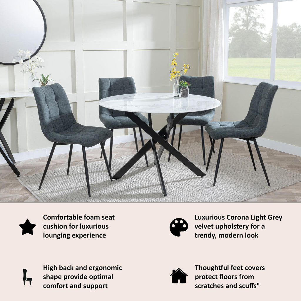 Soleil Fabric Dining Chair with Black Metal Legs