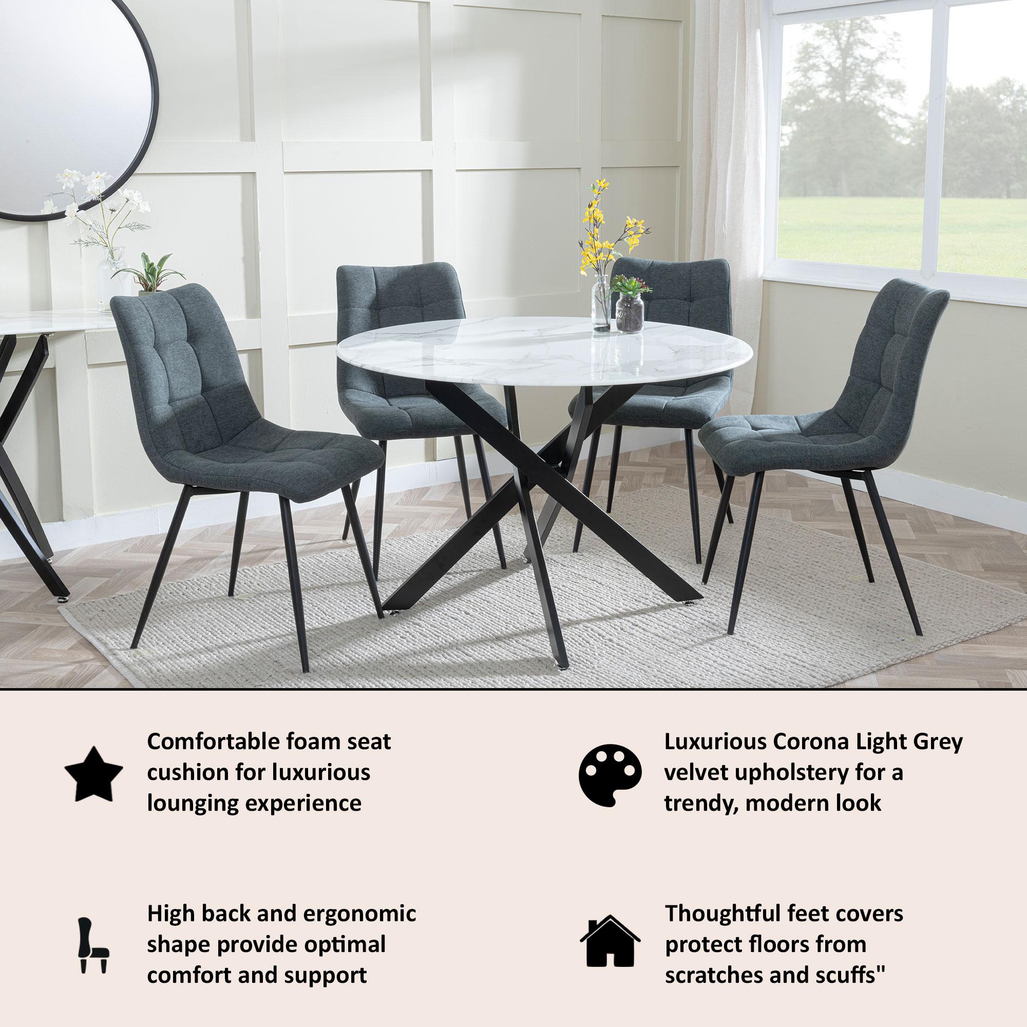 Soleil Fabric Dining Chair with Black Metal Legs