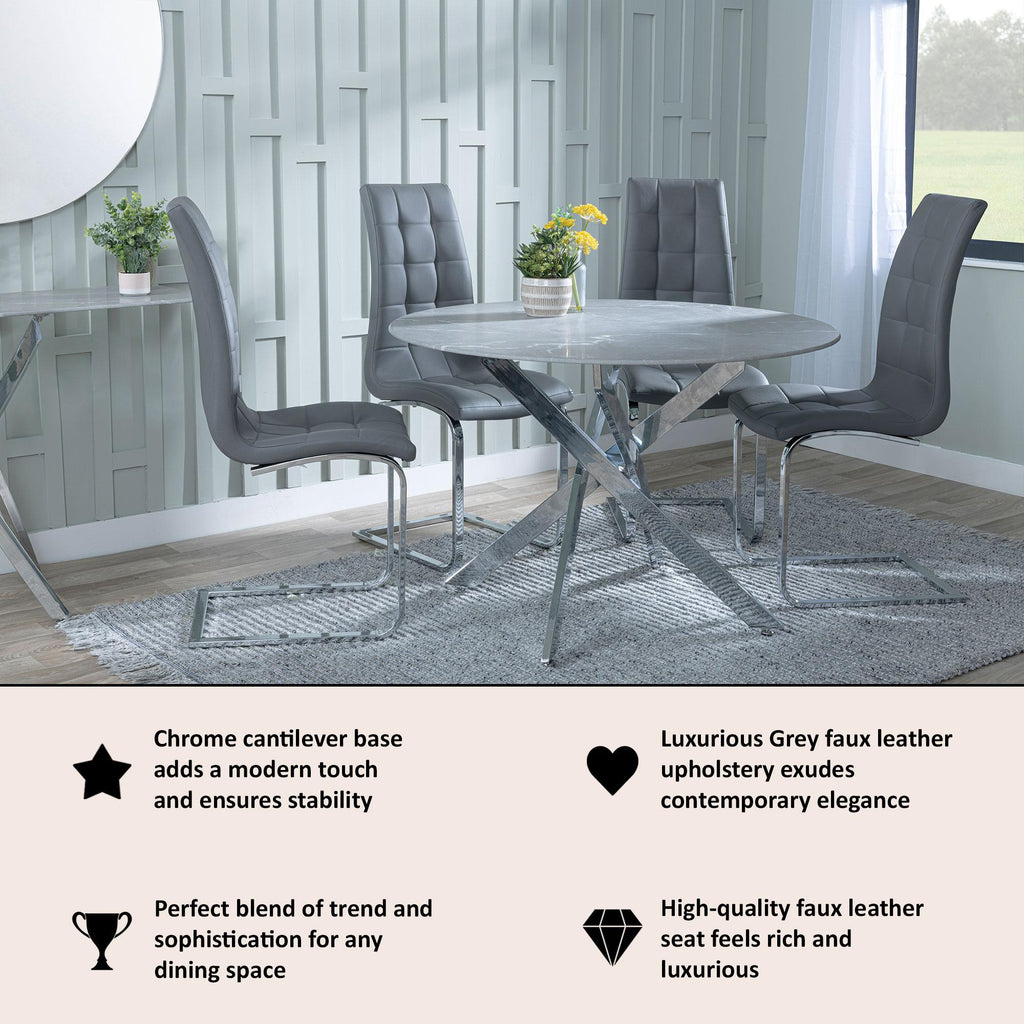 Palazzo Chrome Cantilever Faux Leather Dining Chair
