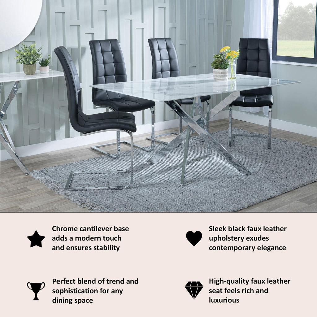 Palazzo Chrome Cantilever Faux Leather Dining Chair