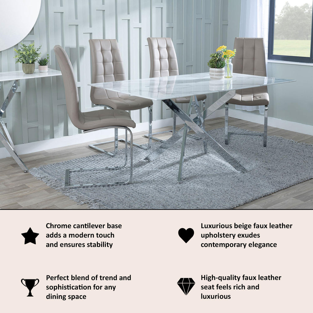 Palazzo Chrome Cantilever Faux Leather Dining Chair