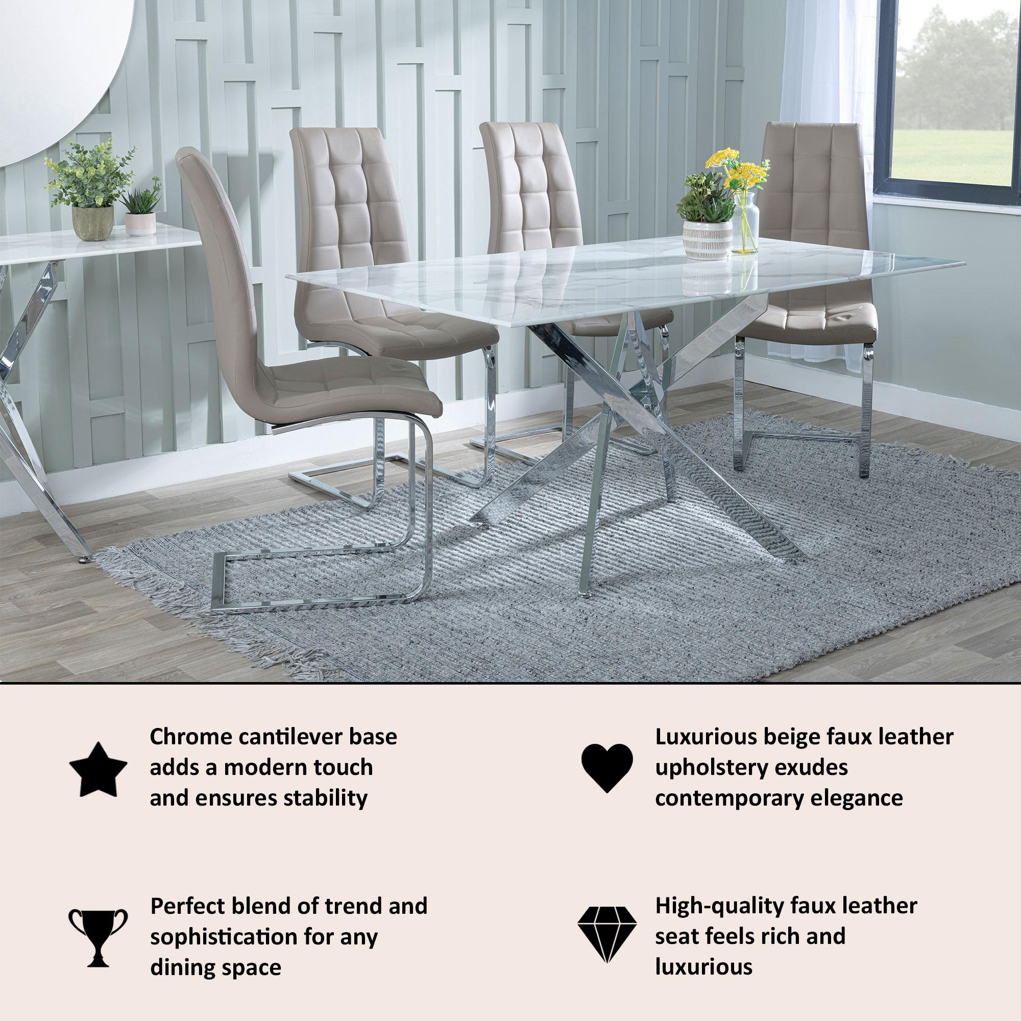 Palazzo Chrome Cantilever Faux Leather Dining Chair