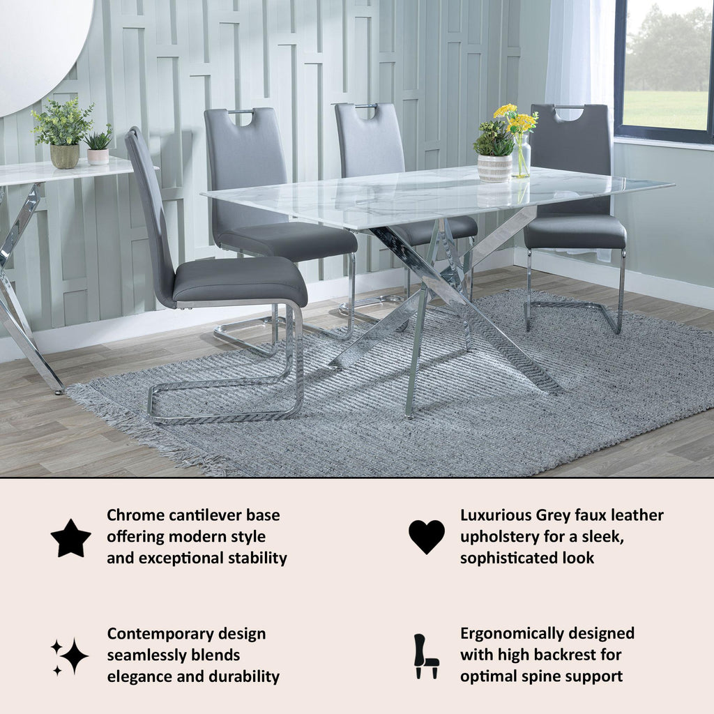Riviera Chrome Cantilever Faux Leather Dining Chair