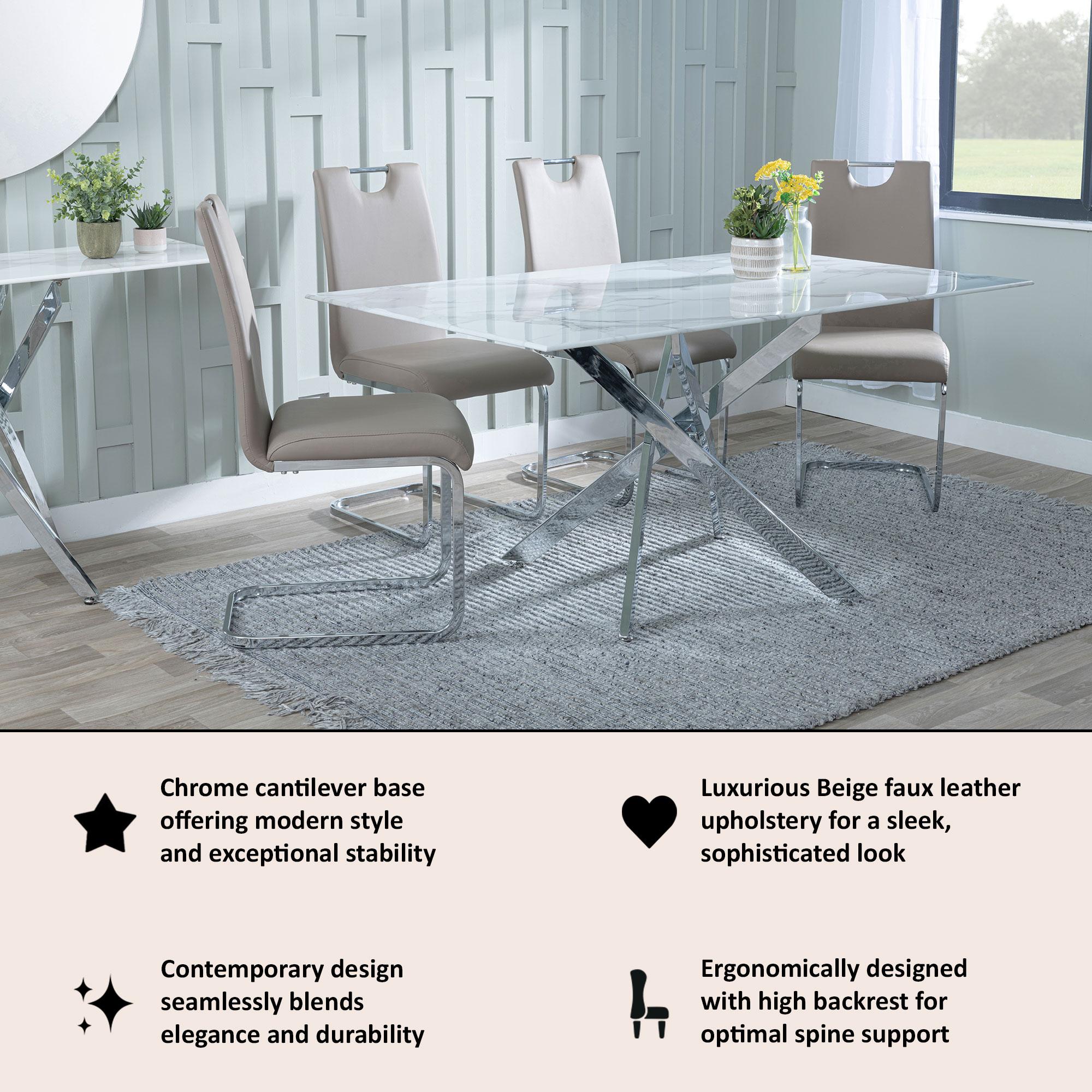 Riviera Chrome Cantilever Faux Leather Dining Chair