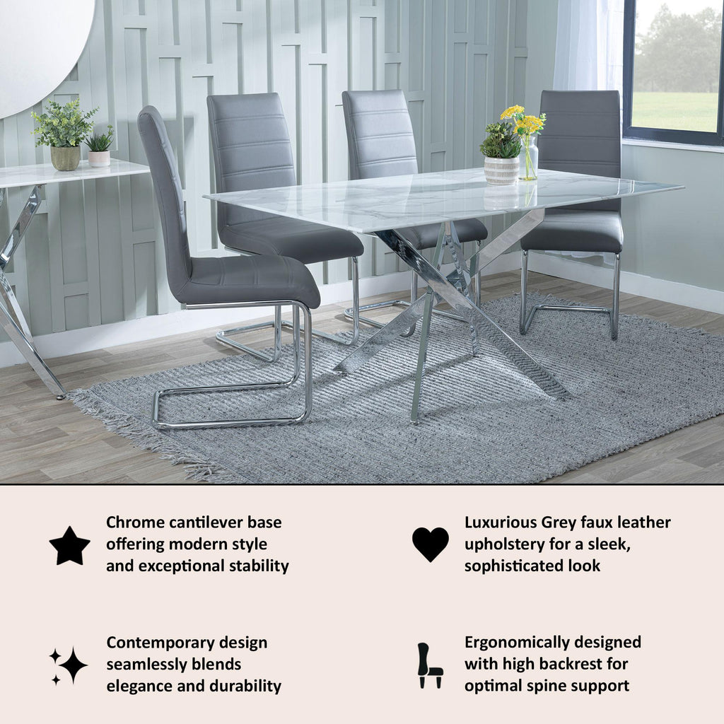 Monza Faux Leather Chrome Cantilever Dining Chair