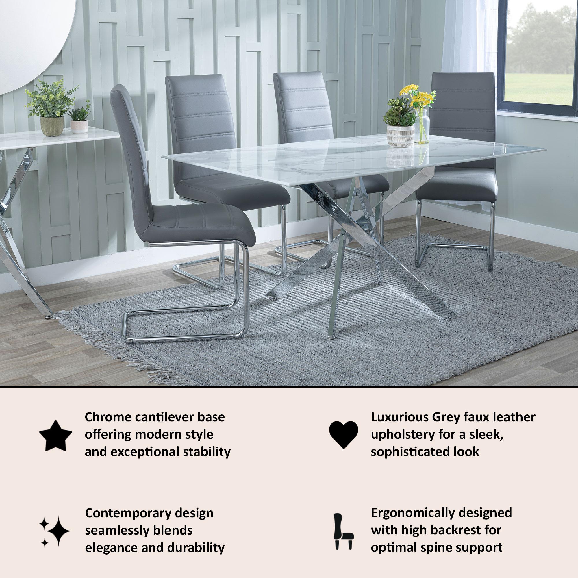 Monza Faux Leather Chrome Cantilever Dining Chair