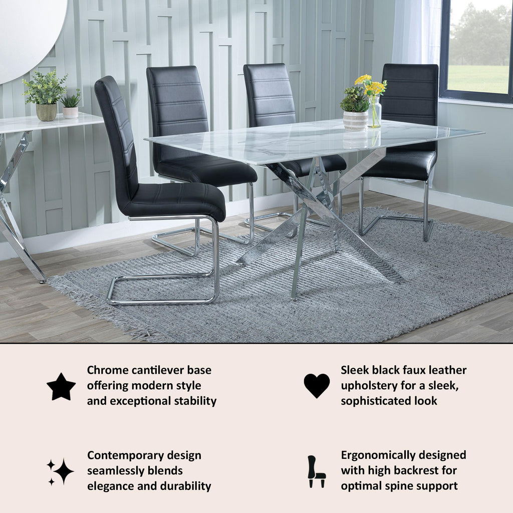 Monza Faux Leather Chrome Cantilever Dining Chair