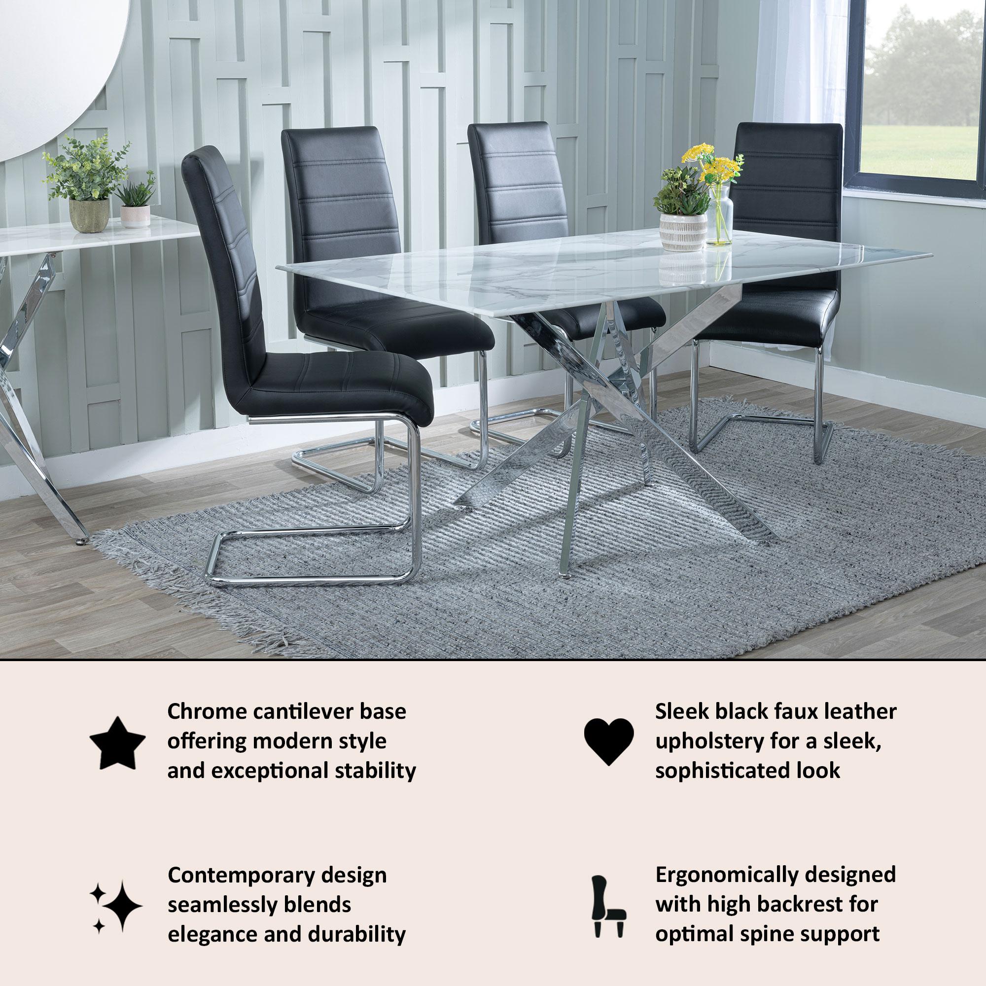 Monza Faux Leather Chrome Cantilever Dining Chair