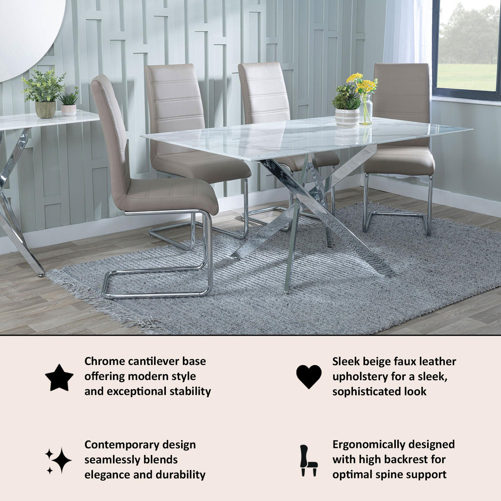 Monza Faux Leather Chrome Cantilever Dining Chair