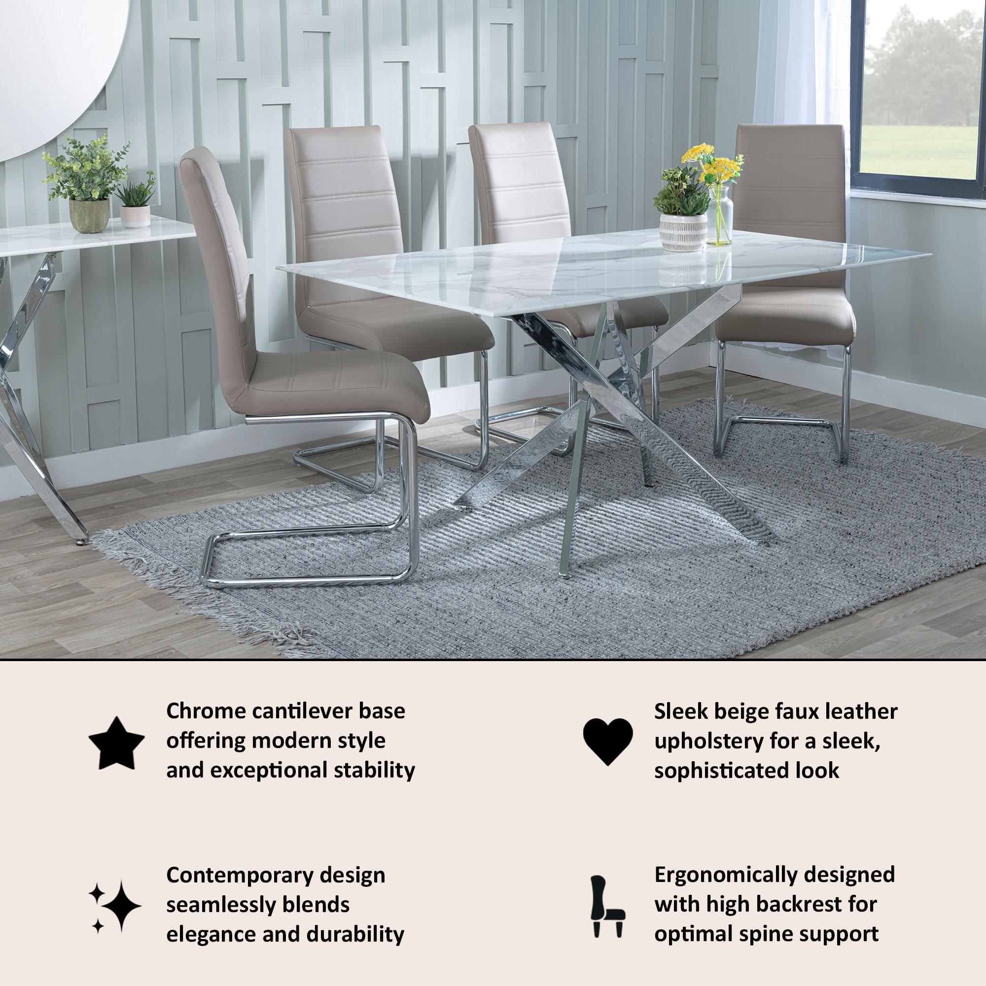 Monza Faux Leather Chrome Cantilever Dining Chair