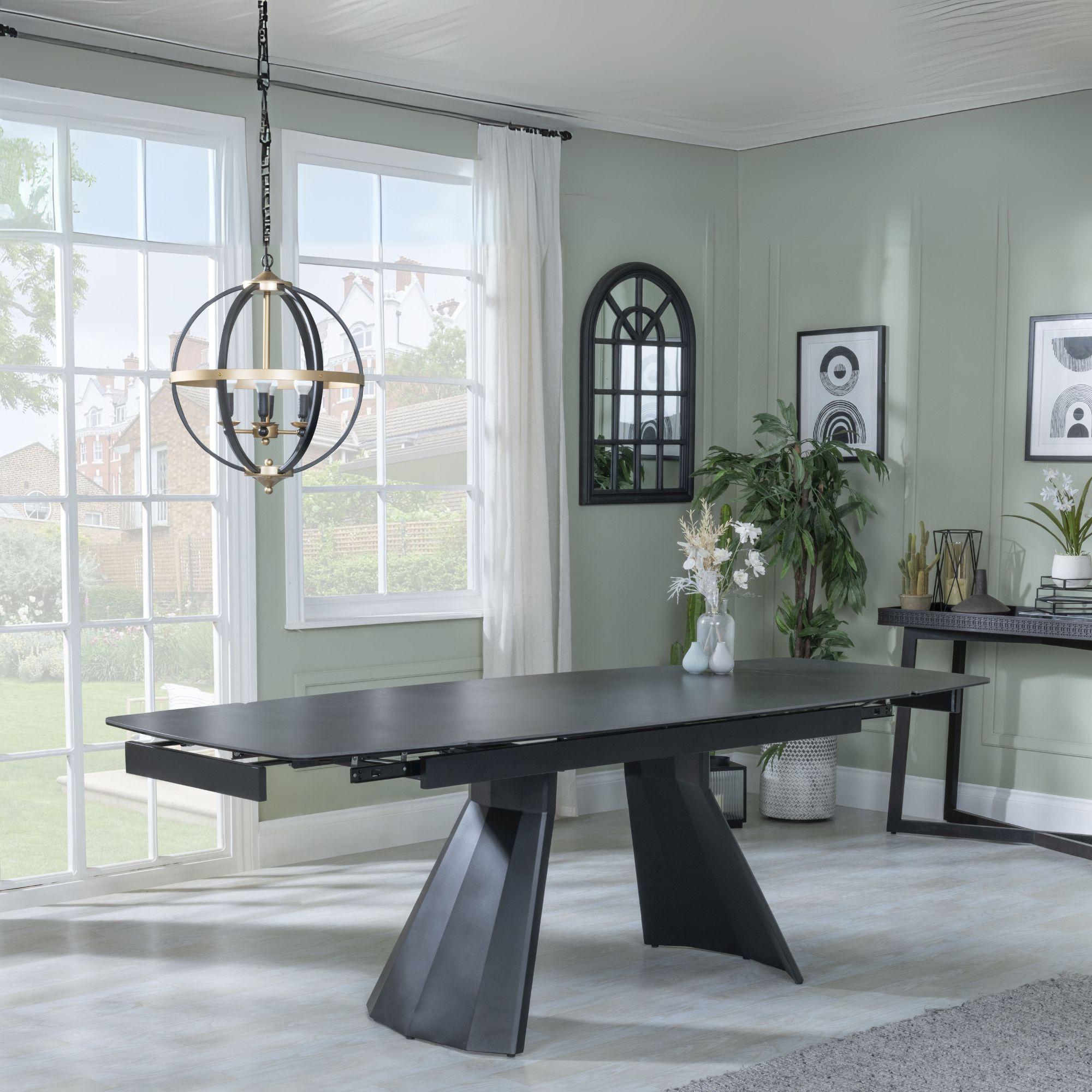 Luna Black Ceramic Extending Dining Table 160cm-240cm