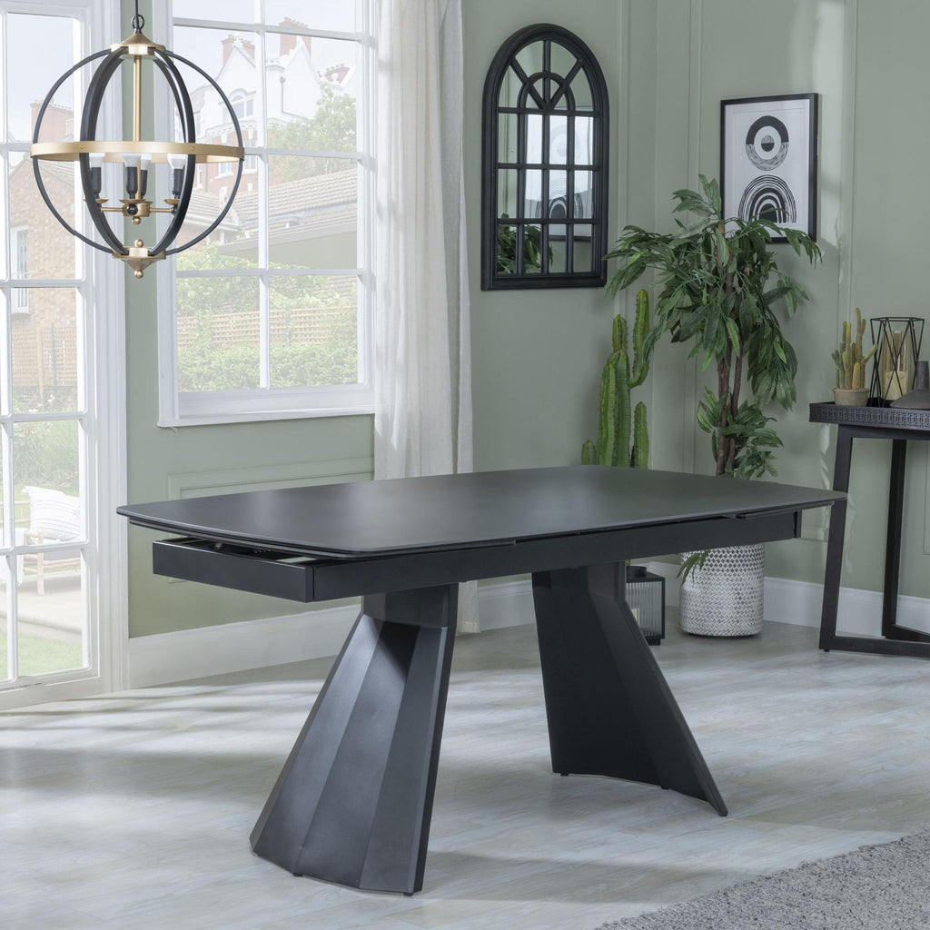 Luna Black Ceramic Extending Dining Table 160cm-240cm