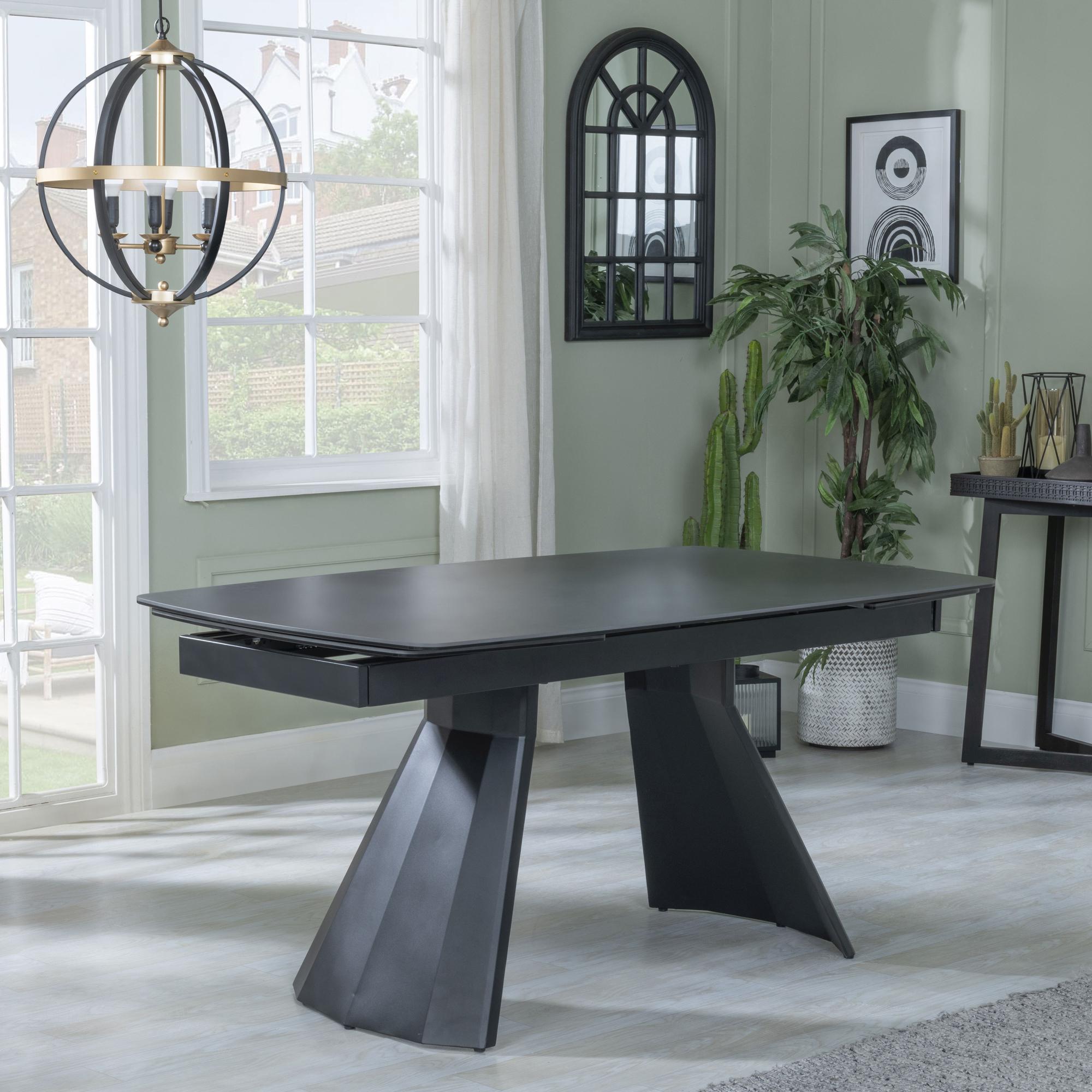 Luna Black Ceramic Extending Dining Table 160cm-240cm