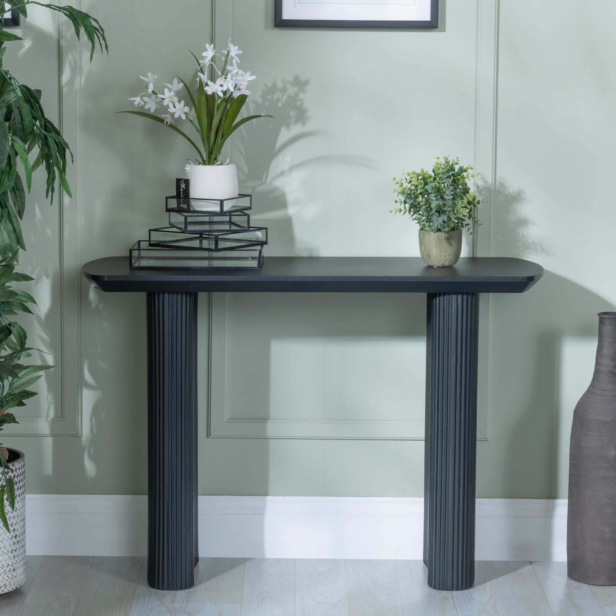 Renzo Rectangle MDF Console Table with Pedestal
