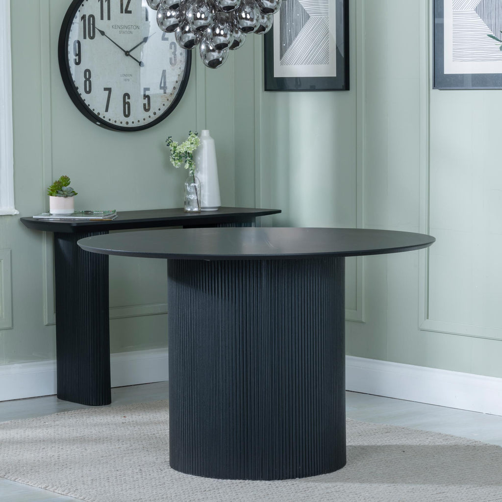 Renzo Black Round Dining Table 120cm