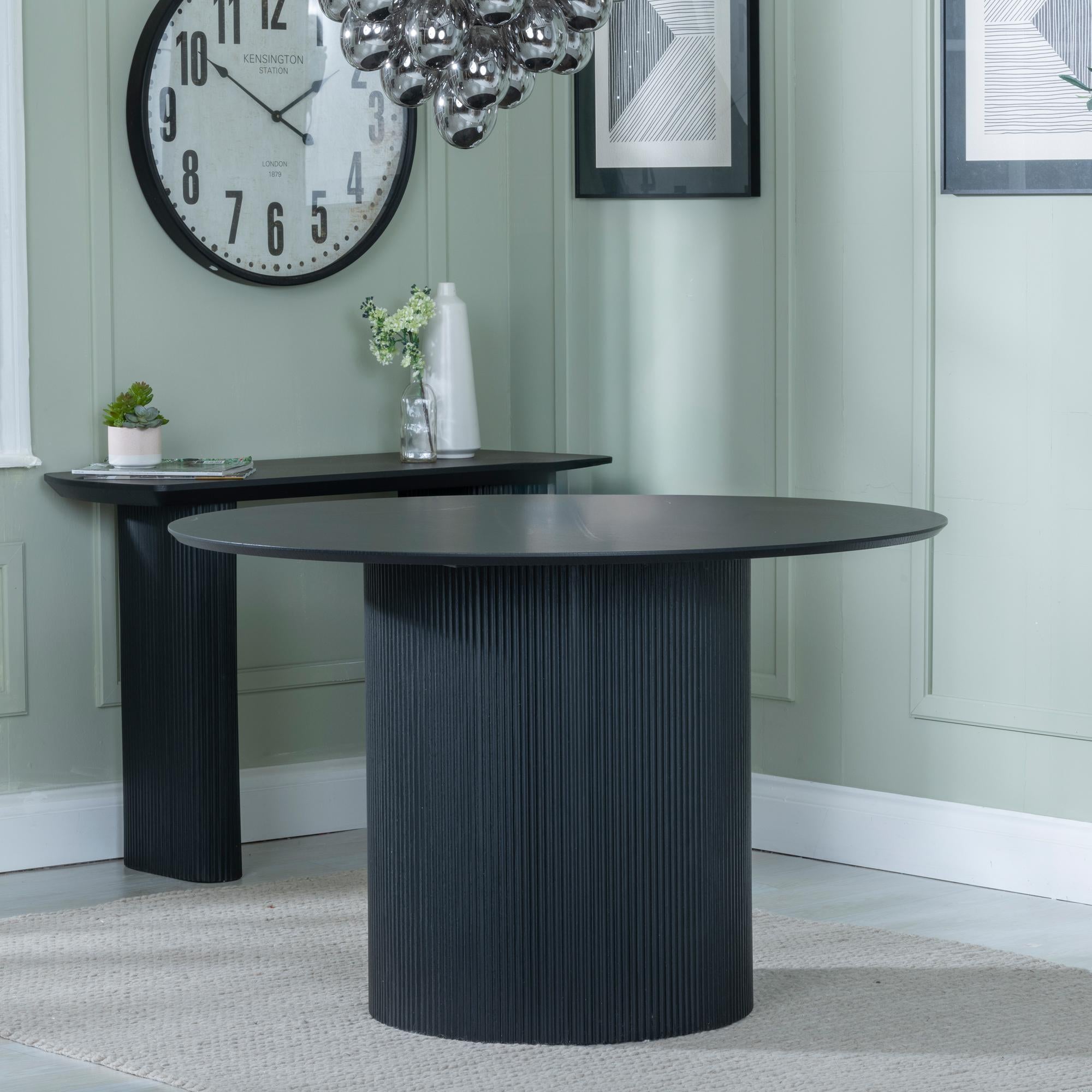 Renzo Black Round Dining Table 120cm