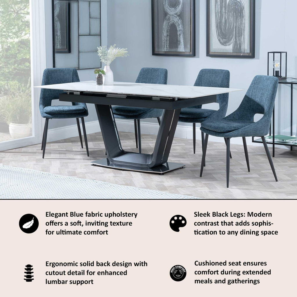 Atelier Fabric Dining Chair with Black Legs