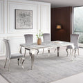 Merida Extra Large Grey Marble Effect and Chrome Dining Table 200cm